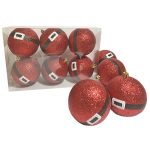 ΧΡΙΣΤΟΥΓΕΝΝΙΑΤΙΚΕΣ ΜΠΑΛΕΣ GLITTER SANTA ΣΕΤ 6τεμ.
