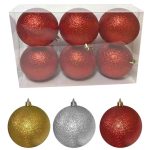 ΧΡΙΣΤΟΥΓΕΝΝΙΑΤΙΚΕΣ ΜΠΑΛΕΣ GLITER ΣΕΤ 6τεμ.