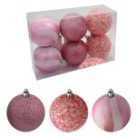 ΧΡΙΣΤΟΥΓΕΝΝΙΑΤΙΚΕΣ ΜΠΑΛΕΣ 3 ΣΧΕΔΙΑ ΡΟΖ ΣΕΤ 6τεμ.